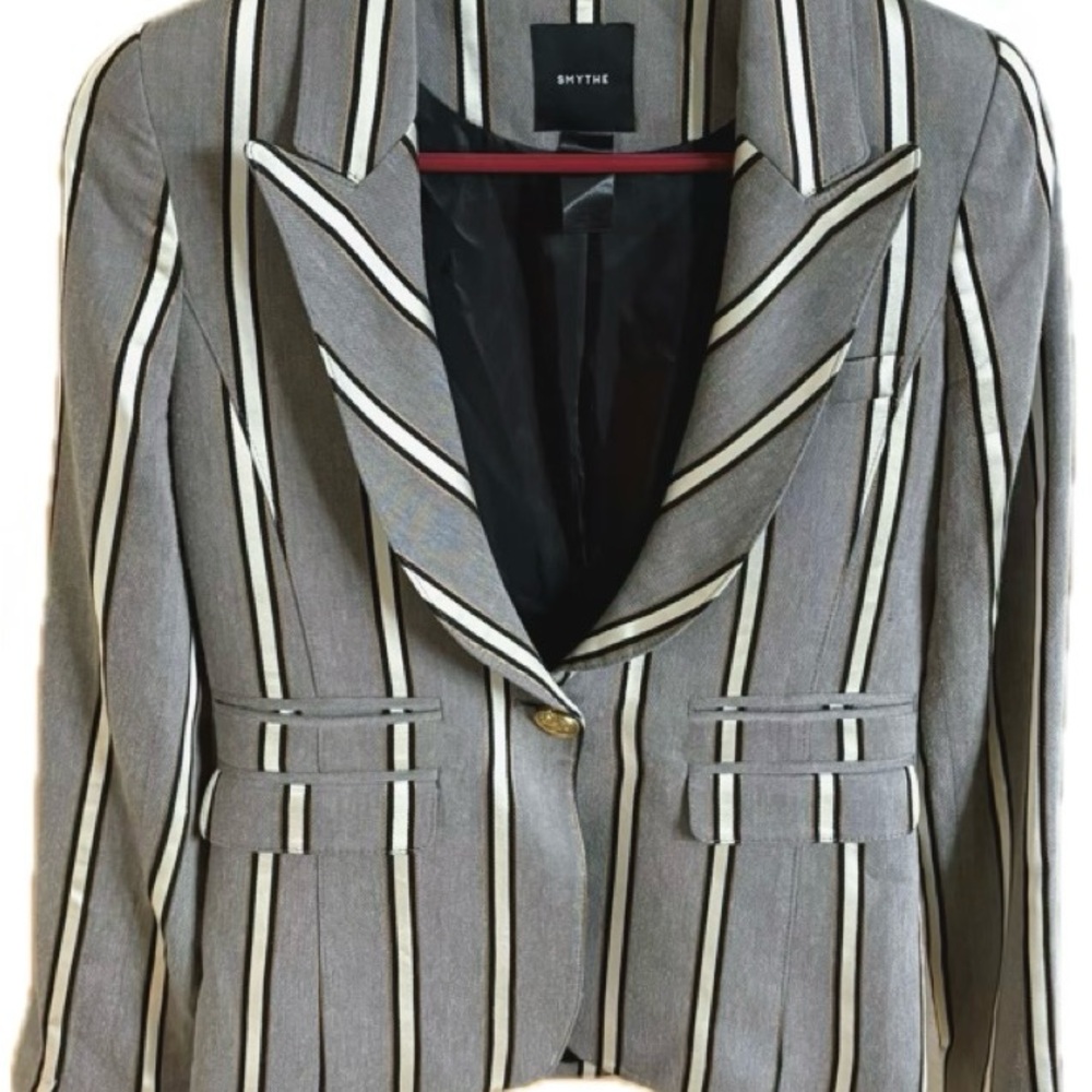 Smythe Black and White Striped Blazer